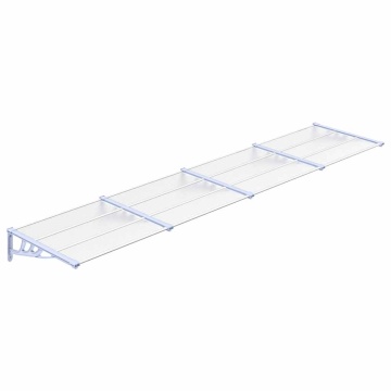 Copertină de ușă, gri și transparent, 396x90 cm, policarbonat - Img 2