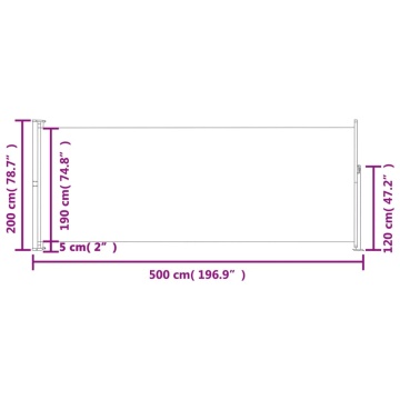 Copertină laterală retractabilă de terasă, gri, 200x500 cm - Img 6