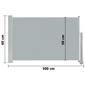 Copertină laterală retractabilă de terasă, gri, 60 x 300 cm - Img 7