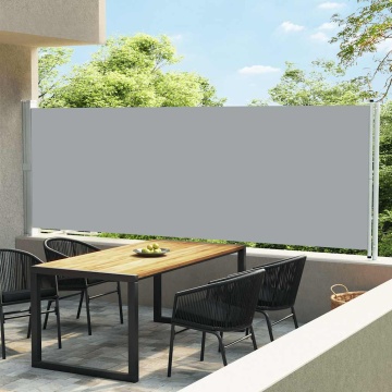 Copertină laterală retractabilă de terasă, gri, 600 x 160 cm - Img 1