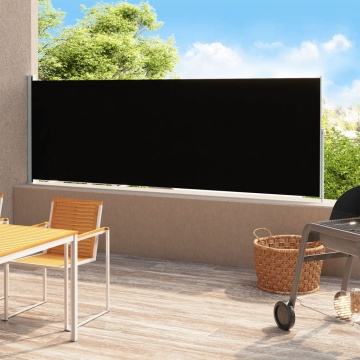Copertină laterală retractabilă de terasă, negru, 180x500 cm - Img 1