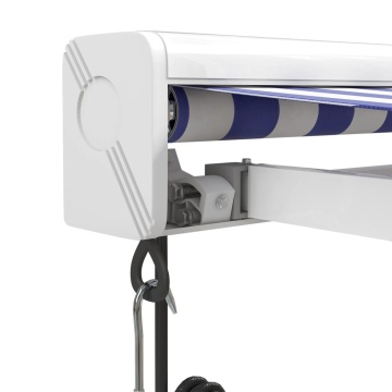 Copertină retractabilă albastru/alb, 4x3 m, textil/aluminiu - Img 6