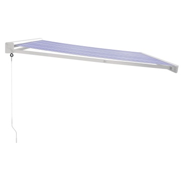 Copertină retractabilă albastru/alb, 4x3 m, textil/aluminiu - Img 4