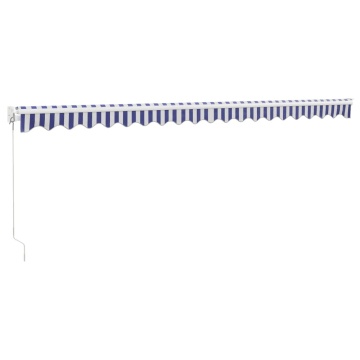Copertină retractabilă albastru/alb, 5x3 m, textil/aluminiu - Img 5