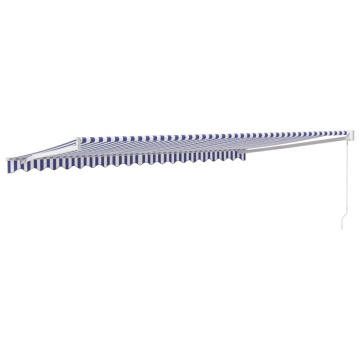 Copertină retractabilă albastru/alb, 5x3 m, textil/aluminiu - Img 8