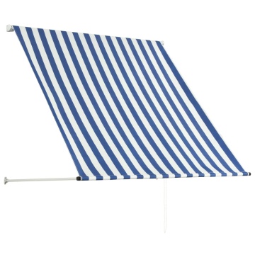 Copertină retractabilă, albastru și alb, 100 x 150 cm - Img 3