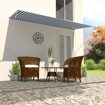 Copertină retractabilă, albastru și alb, 300 x 150 cm - Img 1
