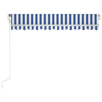 Copertină retractabilă automat, albastru și alb, 300x250 cm - Img 4
