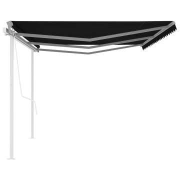 Copertină retractabilă automat, cu stâlpi, antracit, 6x3 m - Img 8