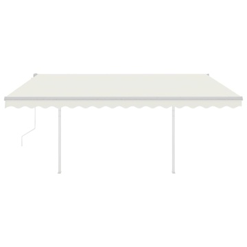 Copertină retractabilă automat, cu stâlpi, crem, 4x3 m - Img 3