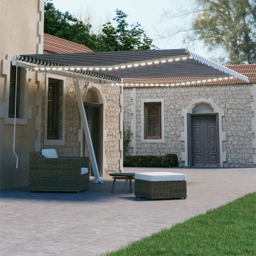 Copertină retractabilă manual cu LED, albastru & alb 400x300 cm - Img 1