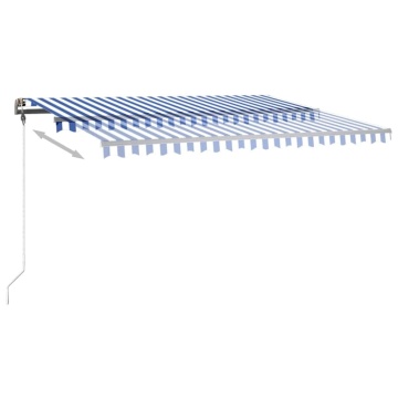 Copertină retractabilă manual cu LED, albastru/alb, 400x350 cm - Img 5