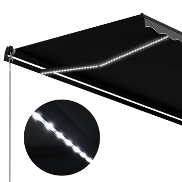 Copertină retractabilă manual cu LED, antracit, 350 x 250 cm - Img 5
