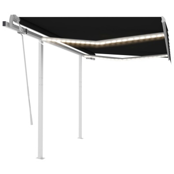 Copertină retractabilă manual cu LED, antracit, 3x2,5 m - Img 1