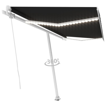 Copertină retractabilă manual cu LED, antracit, 450x300 cm - Img 3