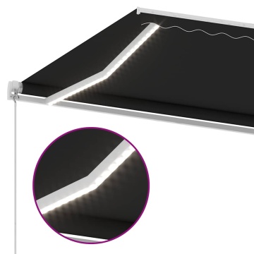 Copertină retractabilă manual cu LED, antracit, 600x300 cm - Img 6