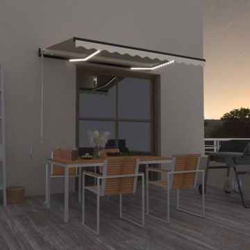 Copertină retractabilă manual cu LED, crem, 350x250 cm - Img 1
