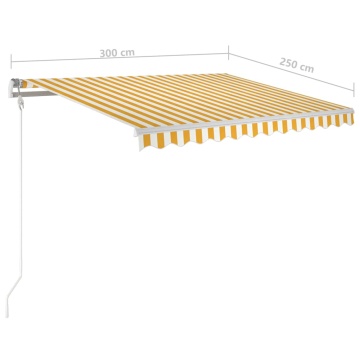 Copertină retractabilă manual cu LED, galben & alb, 3x2,5 m - Img 7