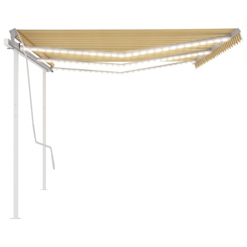 Copertină retractabilă manual cu LED, galben&alb, 6x3 m - Img 4