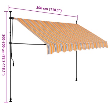 Copertină retractabilă manual cu LED, galben & albastru, 300 cm - Img 11