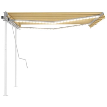 Copertină retractabilă manual, cu LED, galben și alb, 4x3 m - Img 4