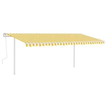 Copertină retractabilă manual, cu LED, galben și alb, 5x3 m - Img 2