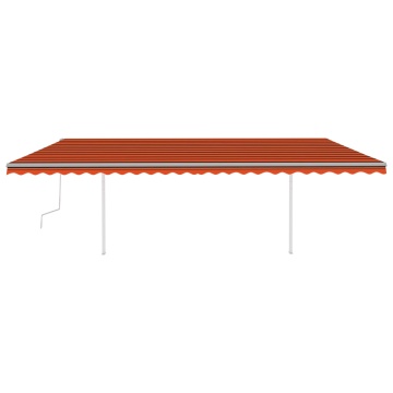 Copertină retractabilă manual cu LED, portocaliu/maro, 6x3 m - Img 3