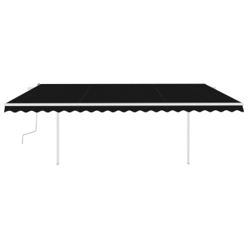 Copertină retractabilă manual, cu stâlpi, antracit, 5x3 m - Img 3