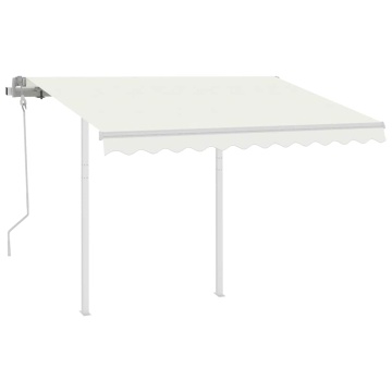 Copertină retractabilă manual cu stâlpi, crem, 3x2,5 m - Img 2