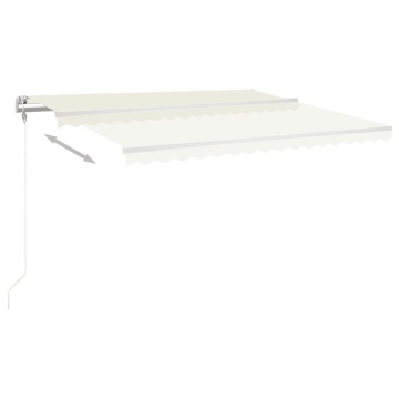 Copertină retractabilă manual, cu stâlpi, crem, 4x3 m - Img 8