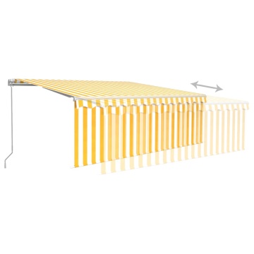 Copertină retractabilă manual cu stor, galben&alb, 4x3 m - Img 4