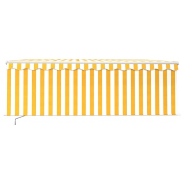 Copertină retractabilă manual cu stor&LED, galben&alb, 4x3 m - Img 3