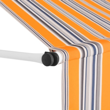 Copertină retractabilă manual, dungi galben și albastru, 400 cm - Img 3