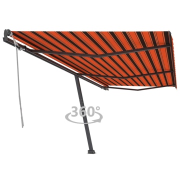 Copertină retractabilă manual, portocaliu/maro, 600x300 cm - Img 1