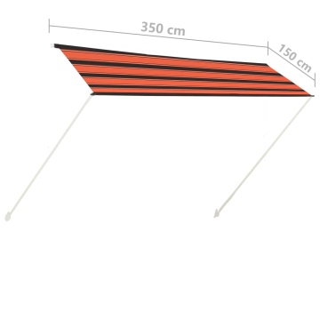 Copertină retractabilă, portocaliu și maro, 350 x 150 cm - Img 6