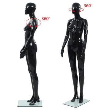 Corp manechin feminin, suport din sticlă, negru lucios, 175 cm - Img 8