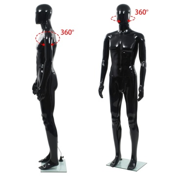 Corp manechin masculin, suport din sticlă, negru lucios, 185 cm - Img 8