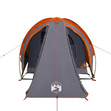 Cort camping 2 persoane gri/portocaliu 320x140x120cm tafta 185T - Img 8