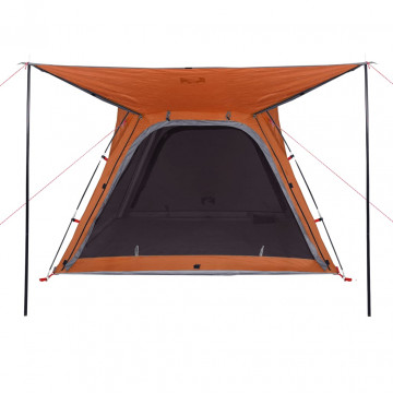 Cort camping 4 persoane gri/portocaliu 240x221x160cm tafta 185T - Img 7
