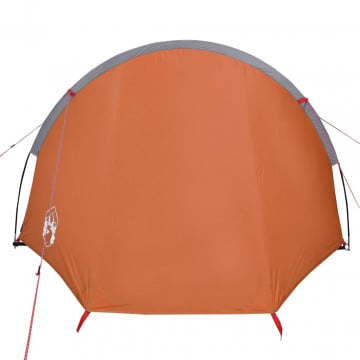 Cort camping 4 persoane gri/portocaliu 405x170x106cm tafta 185T - Img 5