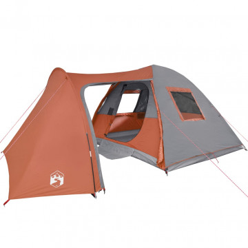 Cort camping 6 persoane gri/portocaliu 466x342x200cm tafta 185T - Img 4