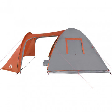 Cort camping 6 persoane gri/portocaliu 466x342x200cm tafta 185T - Img 6