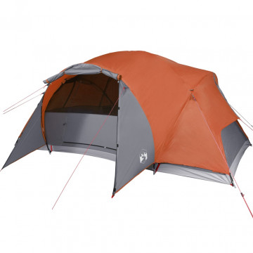 Cort camping 8 persoane gri/portocaliu 360x430x195cm tafta 190T - Img 4