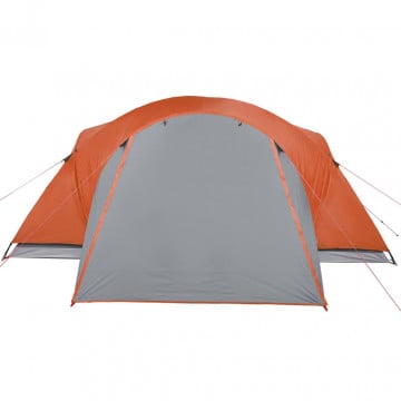 Cort camping 8 persoane gri/portocaliu 360x430x195cm tafta 190T - Img 6
