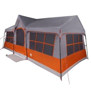 Cort camping cu feronerie Gri și Portocaliu 12-Persoane Impermeabil - Img 2