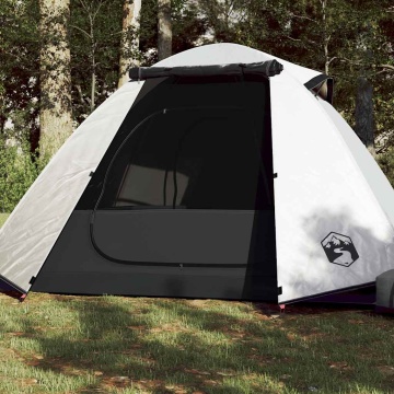 Cort camping cupolă 2 persoane alb, țesătură opacă, impermeabil - Img 1