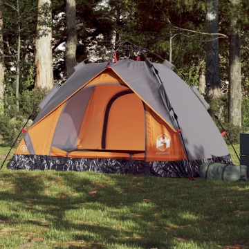 Cort camping cupolă 2 persoane, gri/portocaliu, setare rapidă - Img 1