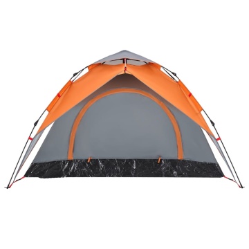 Cort camping cupolă 3 persoane, gri/portocaliu, setare rapidă - Img 7