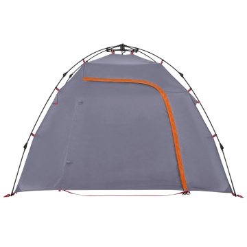 Cort camping cupolă 3 persoane, gri/portocaliu, setare rapidă - Img 7