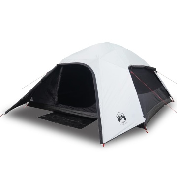 Cort camping cupolă 4 persoane alb, țesătură opacă, impermeabil - Img 2